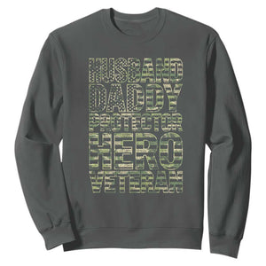 Husband Daddy Protector Hero Veteran Sweatshirt Father's Day American Flag Camouflage