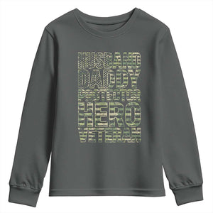Husband Daddy Protector Hero Veteran Youth Sweatshirt Father's Day American Flag Camouflage