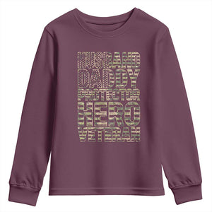 Husband Daddy Protector Hero Veteran Youth Sweatshirt Father's Day American Flag Camouflage