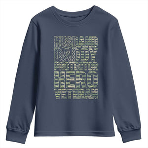 Husband Daddy Protector Hero Veteran Youth Sweatshirt Father's Day American Flag Camouflage