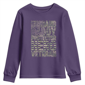 Husband Daddy Protector Hero Veteran Youth Sweatshirt Father's Day American Flag Camouflage