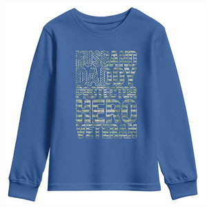 Husband Daddy Protector Hero Veteran Youth Sweatshirt Father's Day American Flag Camouflage