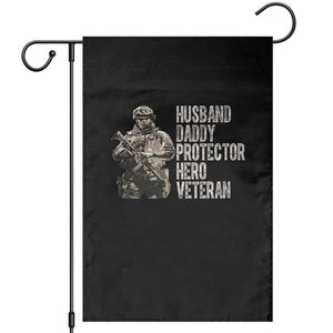 Husband Daddy Protector Hero Veteran Garden Flag Patriotic American Flag Camo Father's Day