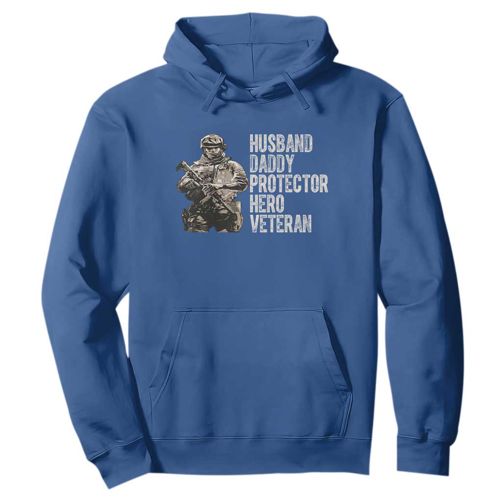 Husband Daddy Protector Hero Veteran Hoodie Patriotic American Flag Camo Father's Day TS14 Royal Blue Print Your Wear