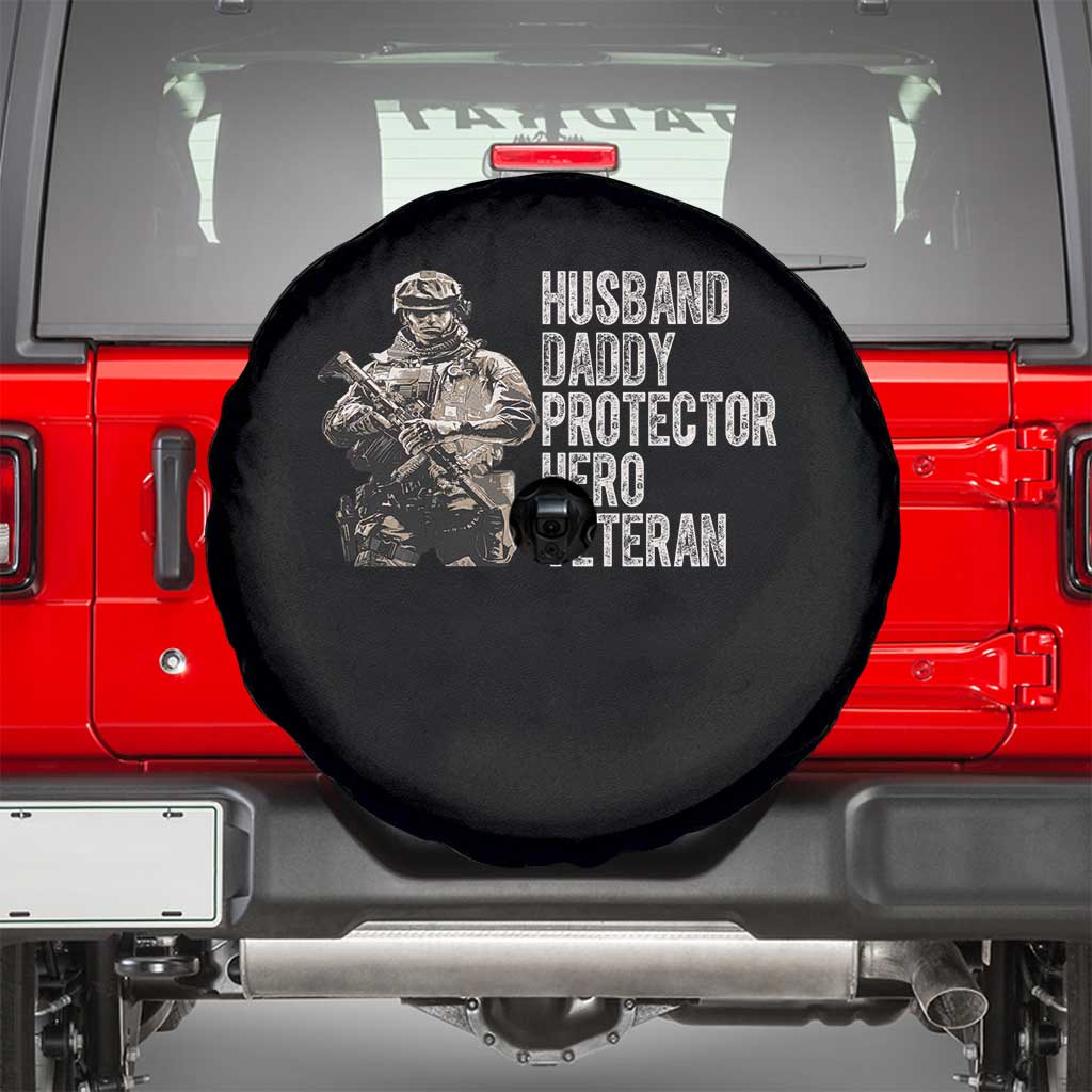 Husband Daddy Protector Hero Veteran Spare Tire Cover Patriotic American Flag Camo Father's Day