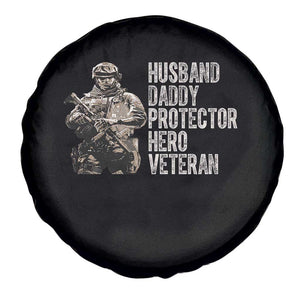 Husband Daddy Protector Hero Veteran Spare Tire Cover Patriotic American Flag Camo Father's Day