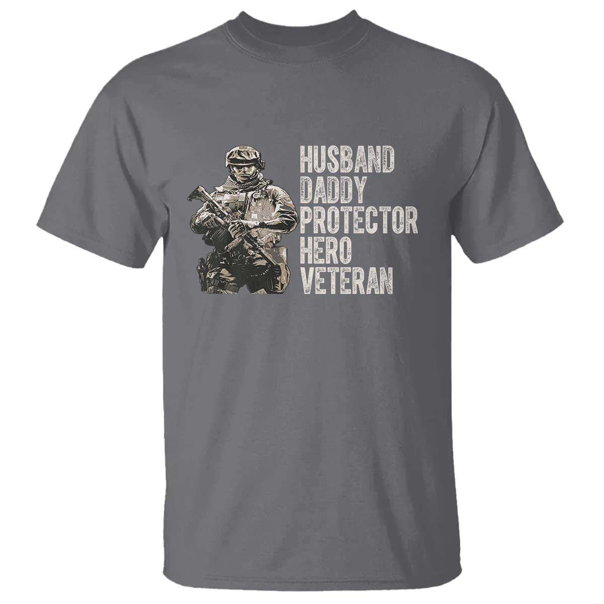 Husband Daddy Protector Hero Veteran T Shirt Patriotic American Flag Camo Father's Day