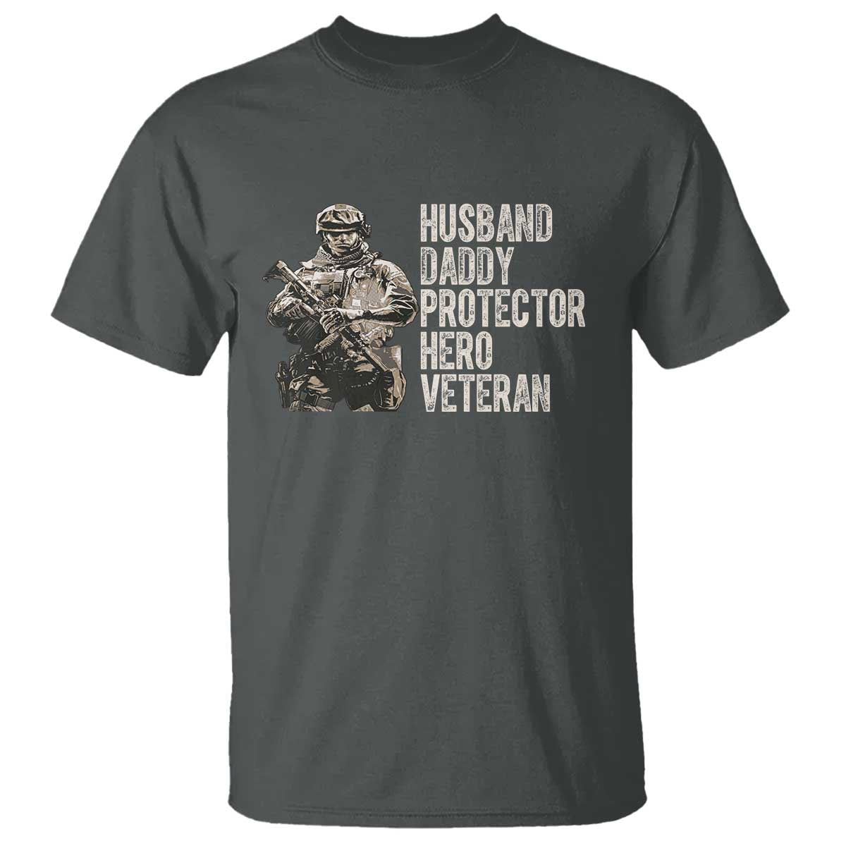 Husband Daddy Protector Hero Veteran T Shirt Patriotic American Flag Camo Father's Day