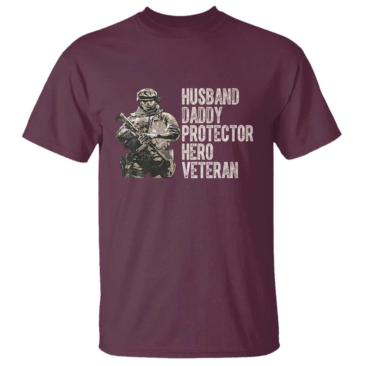 Husband Daddy Protector Hero Veteran T Shirt Patriotic American Flag Camo Father's Day
