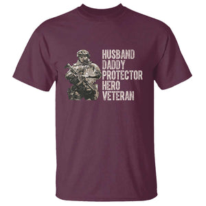 Husband Daddy Protector Hero Veteran T Shirt Patriotic American Flag Camo Father's Day