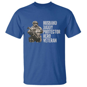 Husband Daddy Protector Hero Veteran T Shirt Patriotic American Flag Camo Father's Day