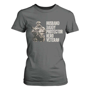 Husband Daddy Protector Hero Veteran T Shirt For Women Patriotic American Flag Camo Father's Day