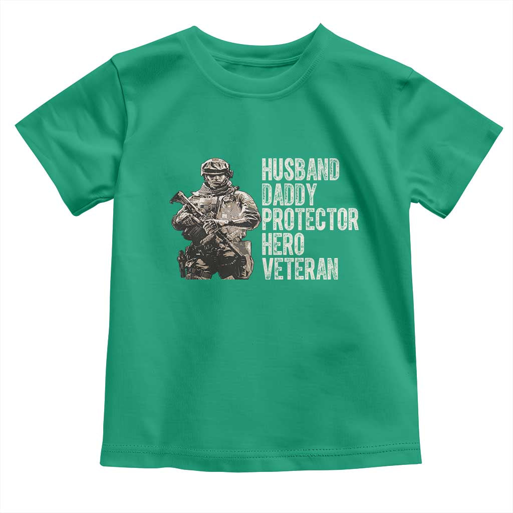Husband Daddy Protector Hero Veteran Toddler T Shirt Patriotic American Flag Camo Father's Day