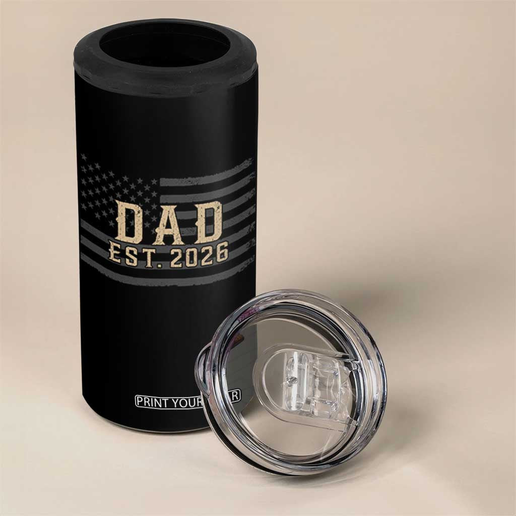 Dad Est 2026 4 in 1 Can Cooler Tumbler Promoted to Daddy New Dad