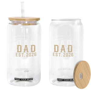 Dad Est 2026 Glass Can Promoted to Daddy New Dad