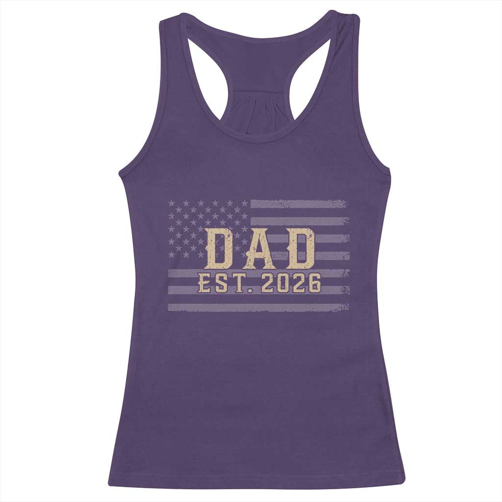 Dad Est 2026 Racerback Tank Top Promoted to Daddy New Dad