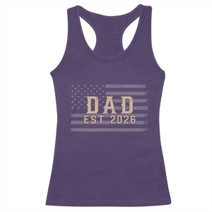 Dad Est 2026 Racerback Tank Top Promoted to Daddy New Dad
