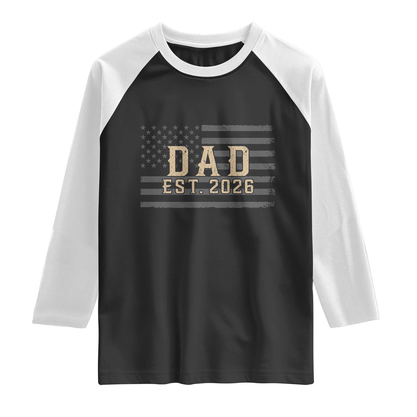 Dad Est 2026 Raglan Shirt Promoted to Daddy New Dad TS14 Black White Print Your Wear