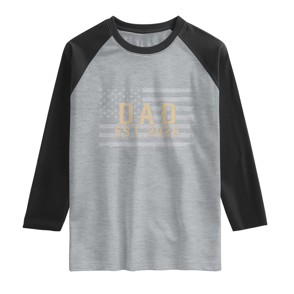 Dad Est 2026 Raglan Shirt Promoted to Daddy New Dad TS14 Heather Gray Black Print Your Wear