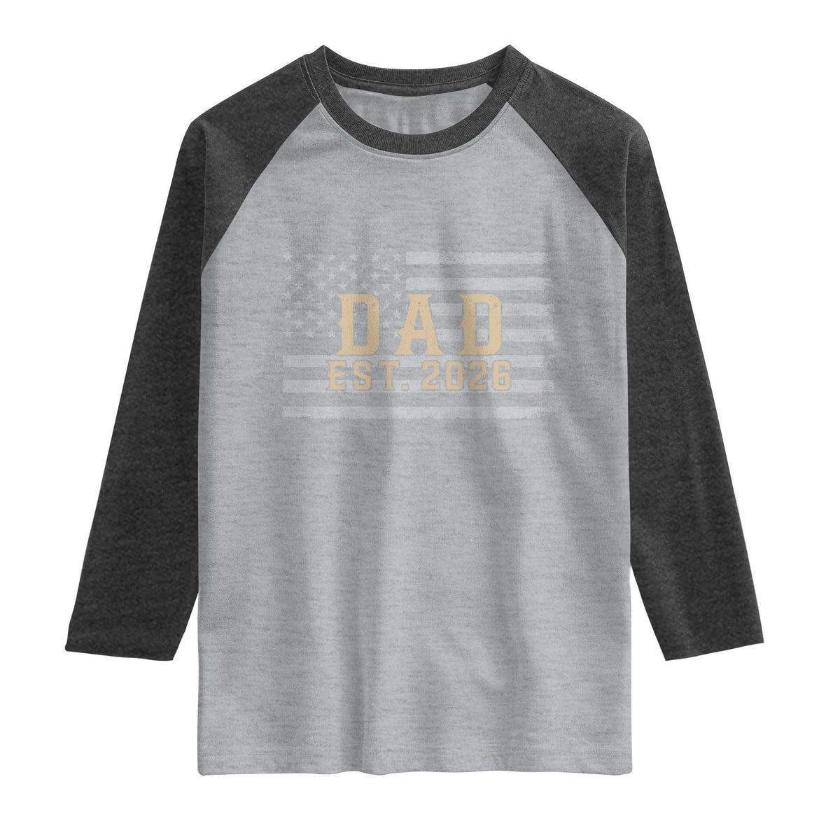 Dad Est 2026 Raglan Shirt Promoted to Daddy New Dad TS14 Heather Gray Heather Charcoal Print Your Wear
