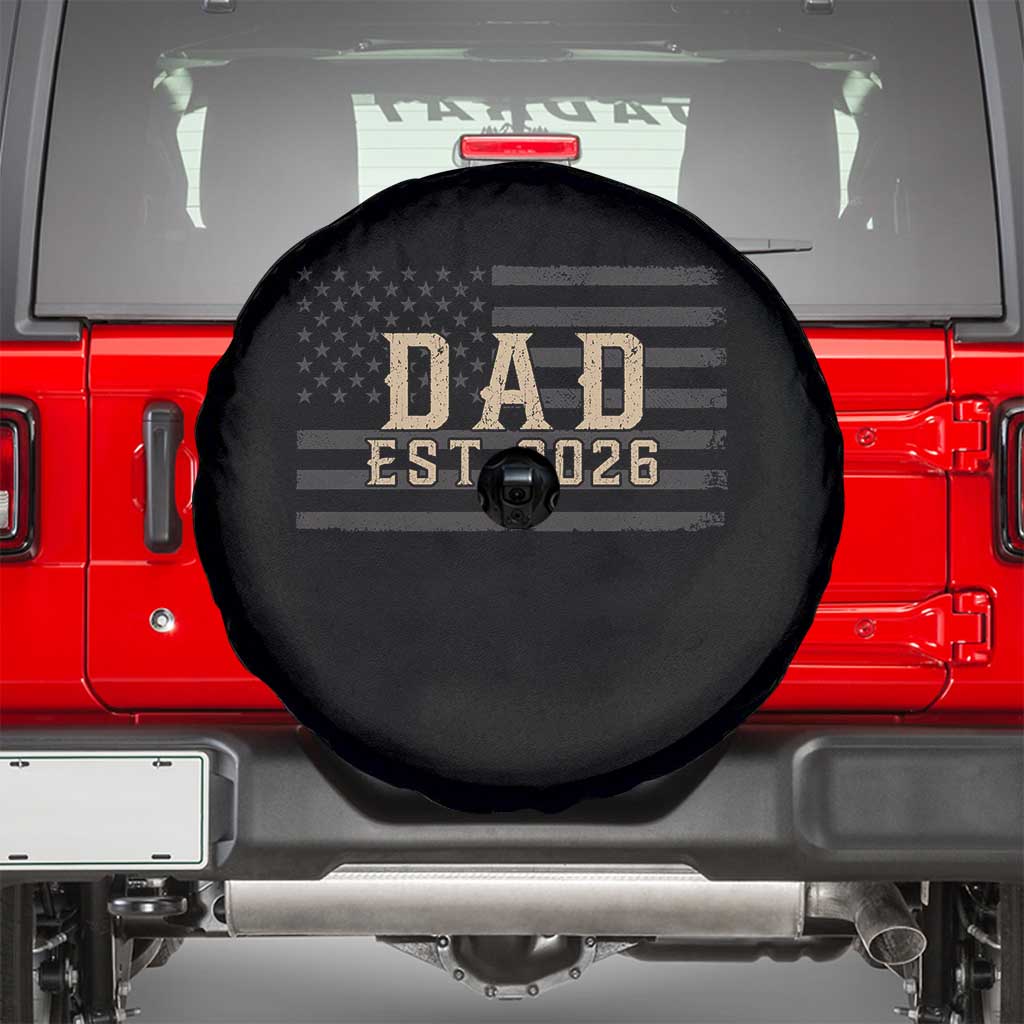 Dad Est 2026 Spare Tire Cover Promoted to Daddy New Dad TS14 Black Print Your Wear