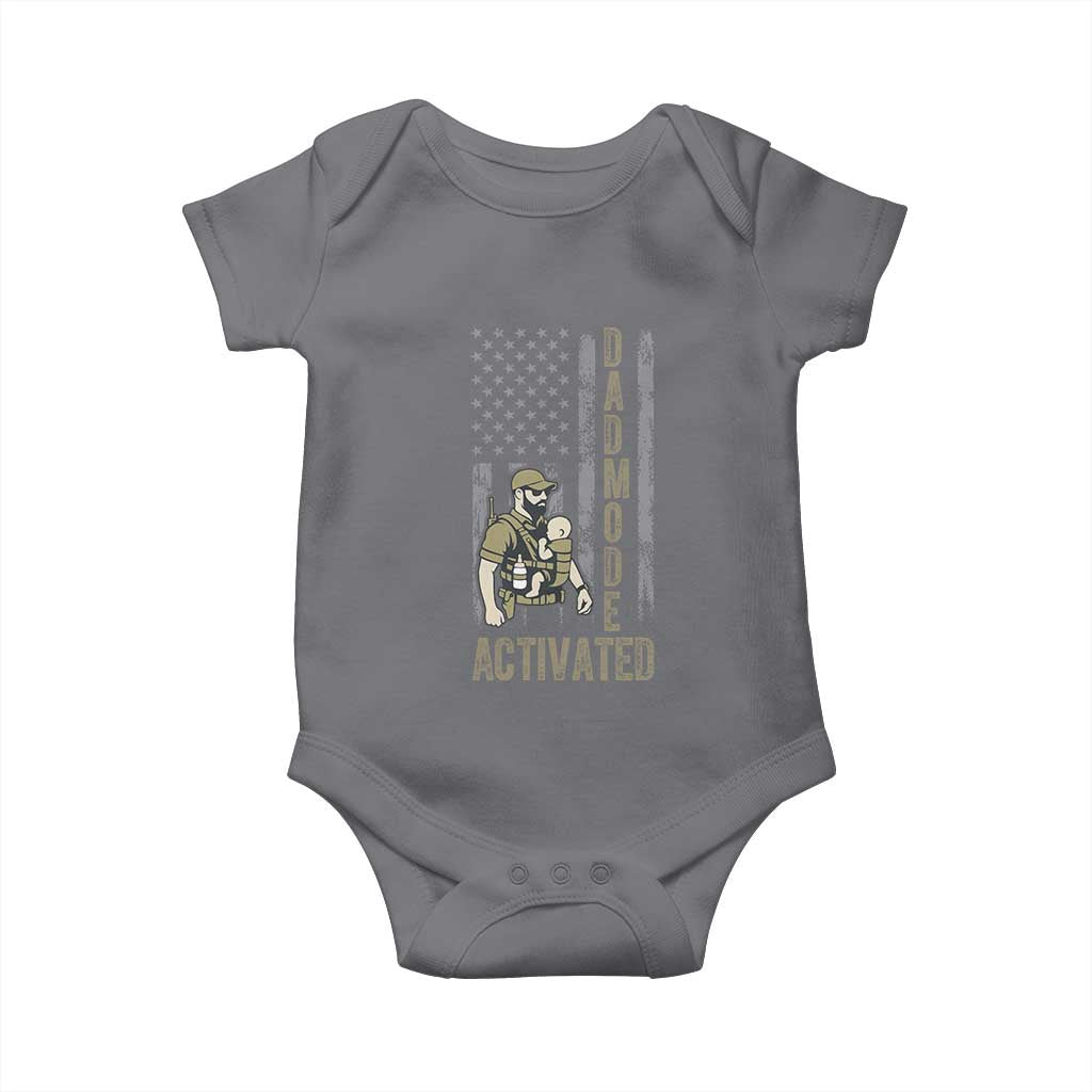 Dad Mode Activated Baby Onesie Tactical Baby Carrier Military Father Amerian Flag