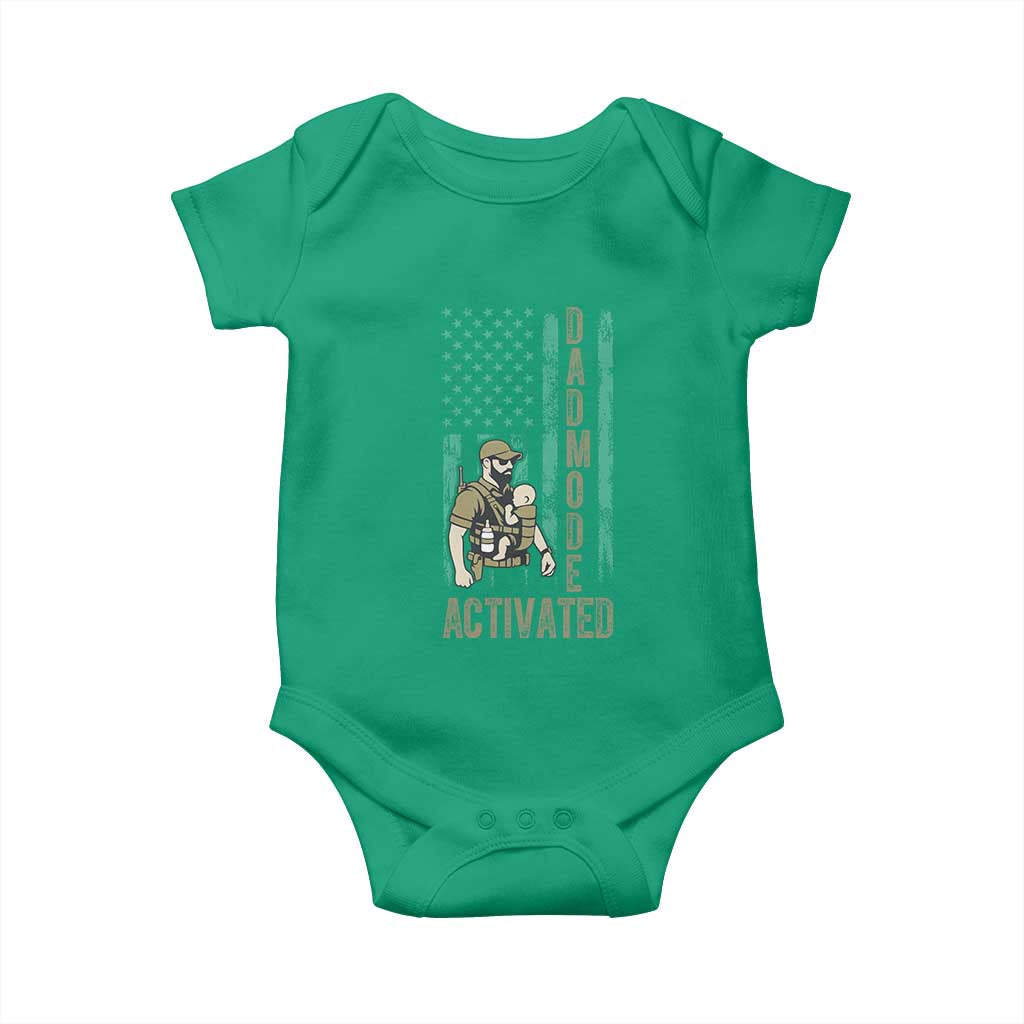 Dad Mode Activated Baby Onesie Tactical Baby Carrier Military Father Amerian Flag