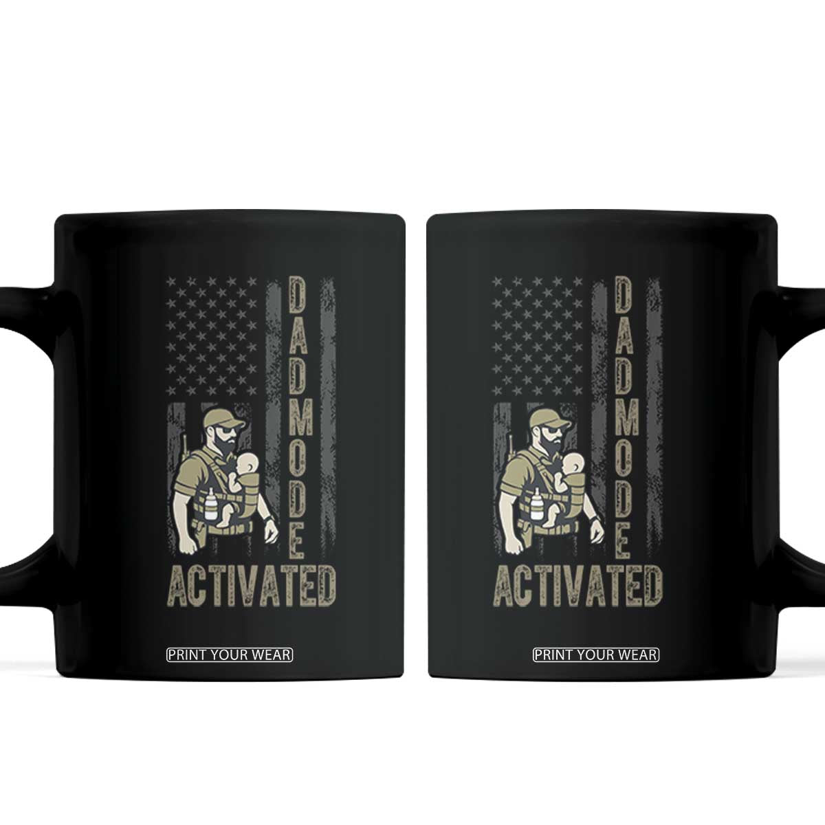 Dad Mode Activated Coffee Mug Tactical Baby Carrier Military Father Amerian Flag