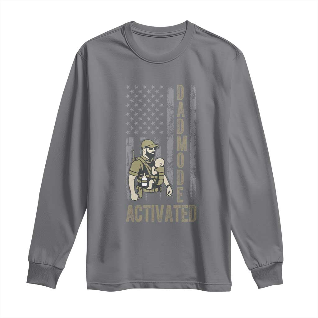 Dad Mode Activated Long Sleeve Shirt Tactical Baby Carrier Military Father Amerian Flag