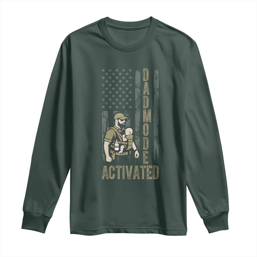 Dad Mode Activated Long Sleeve Shirt Tactical Baby Carrier Military Father Amerian Flag
