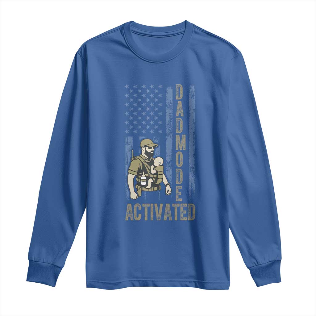 Dad Mode Activated Long Sleeve Shirt Tactical Baby Carrier Military Father Amerian Flag