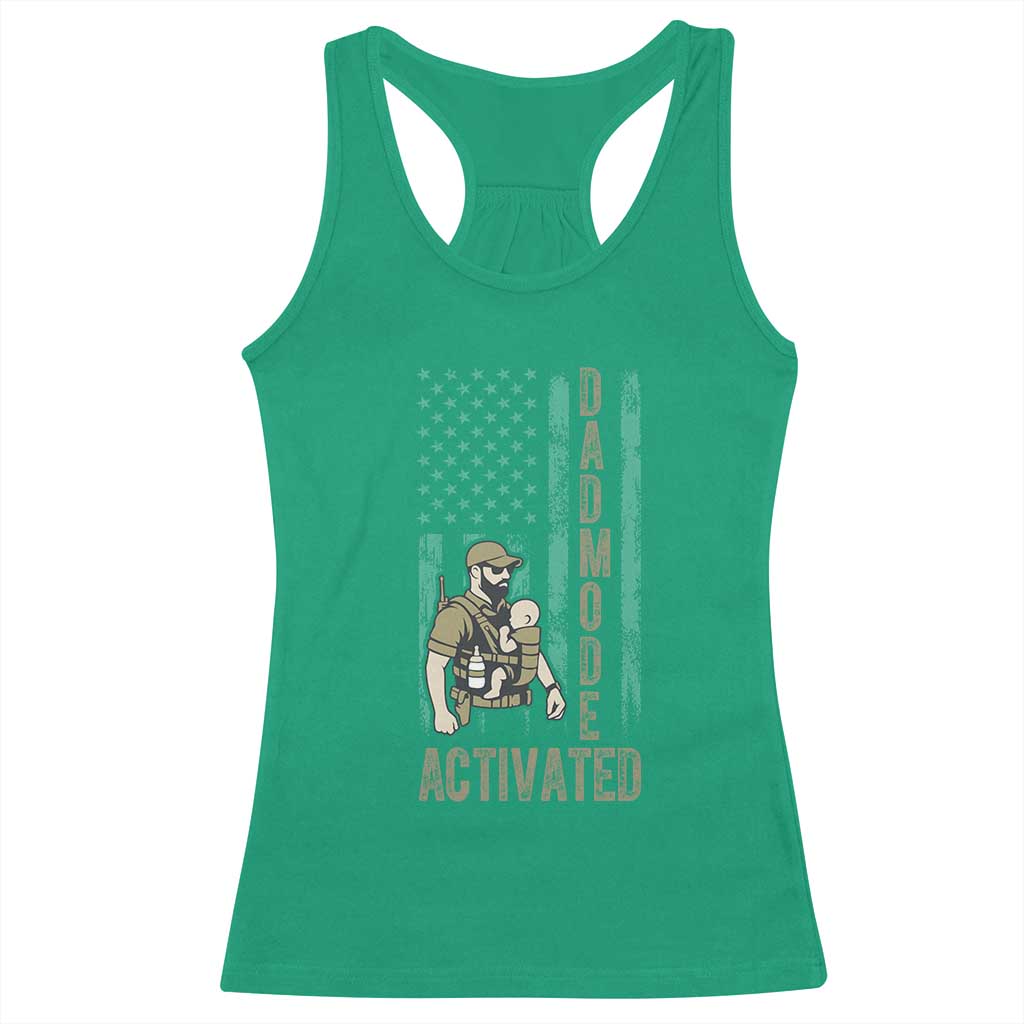 Dad Mode Activated Racerback Tank Top Tactical Baby Carrier Military Father Amerian Flag