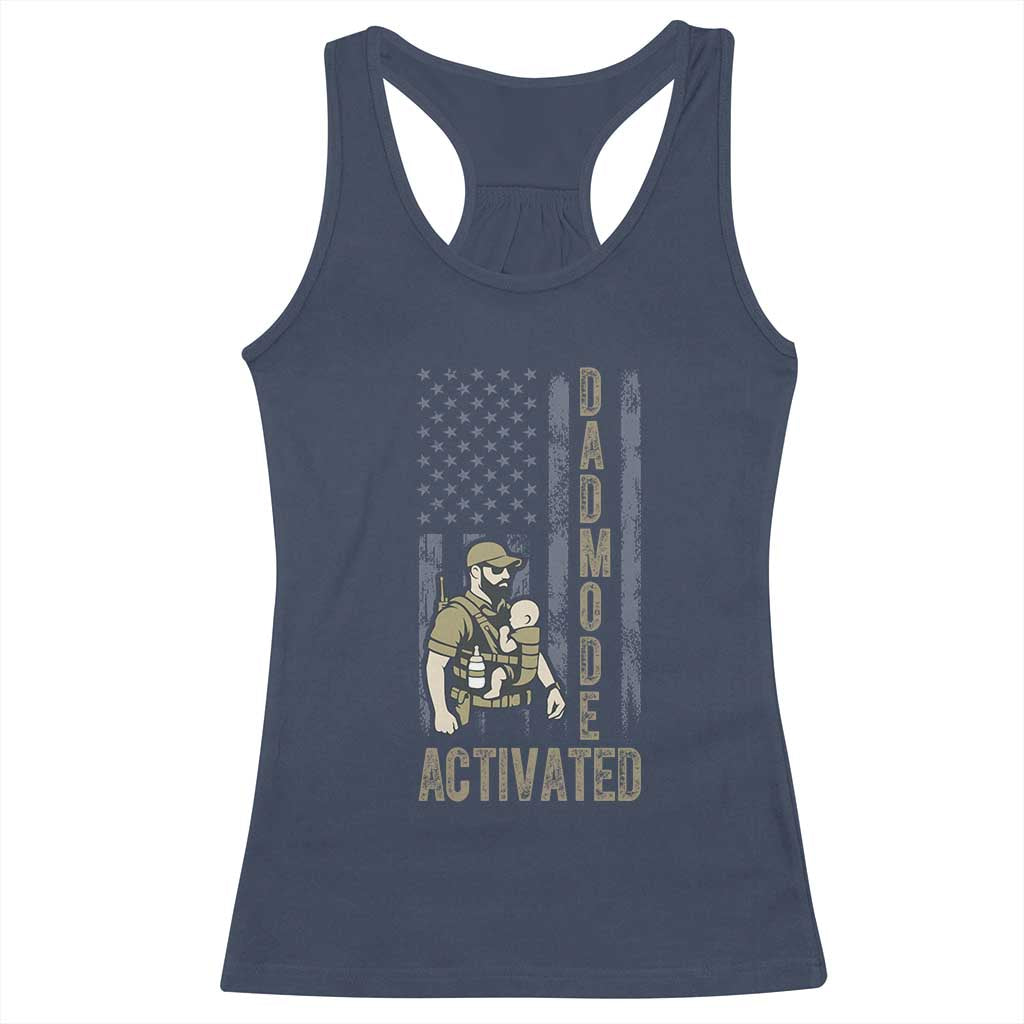 Dad Mode Activated Racerback Tank Top Tactical Baby Carrier Military Father Amerian Flag