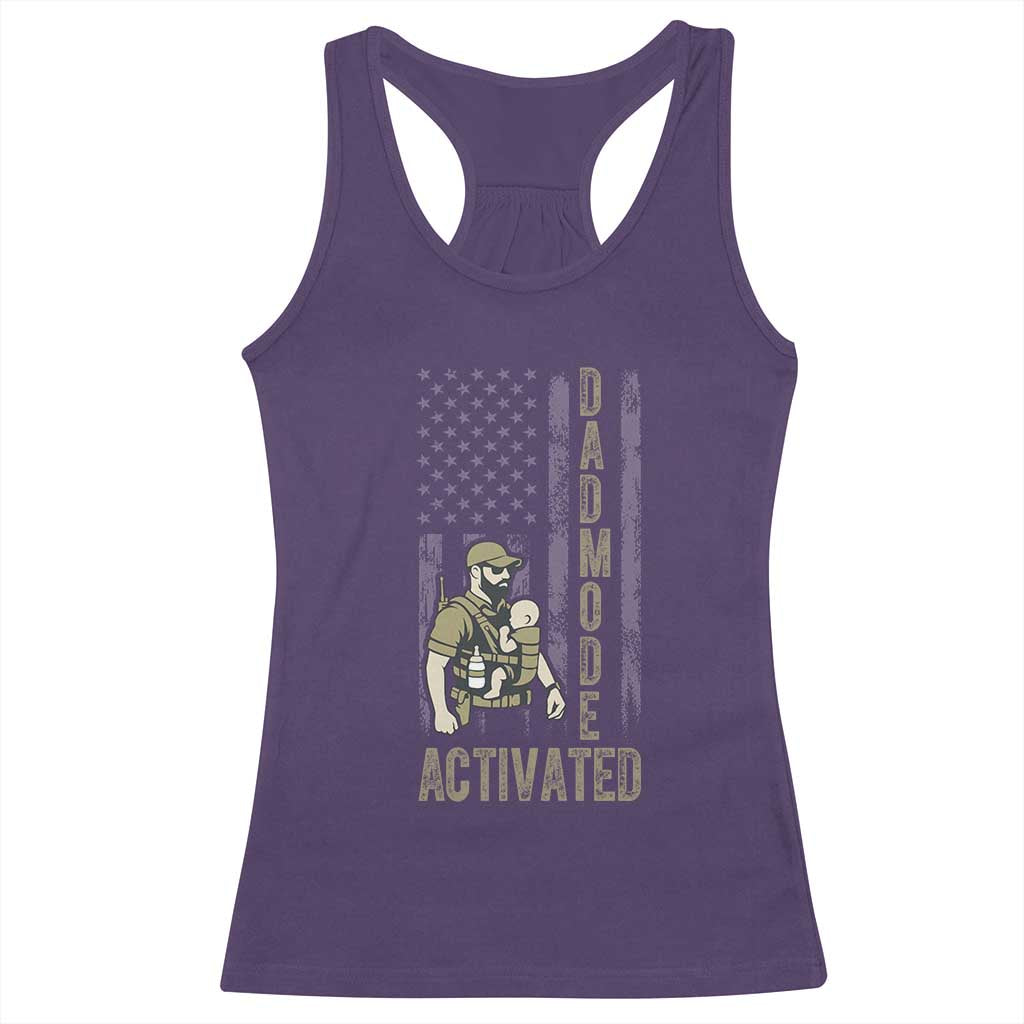 Dad Mode Activated Racerback Tank Top Tactical Baby Carrier Military Father Amerian Flag