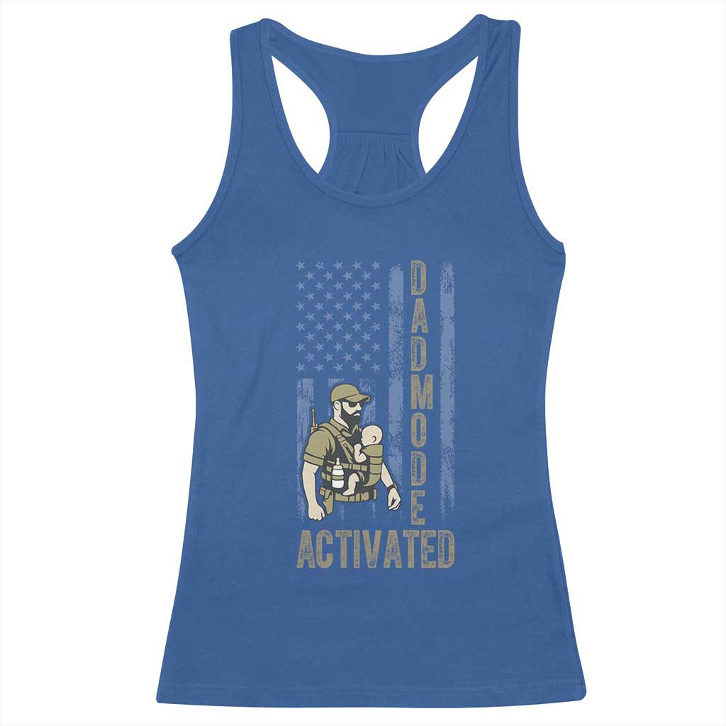 Dad Mode Activated Racerback Tank Top Tactical Baby Carrier Military Father Amerian Flag