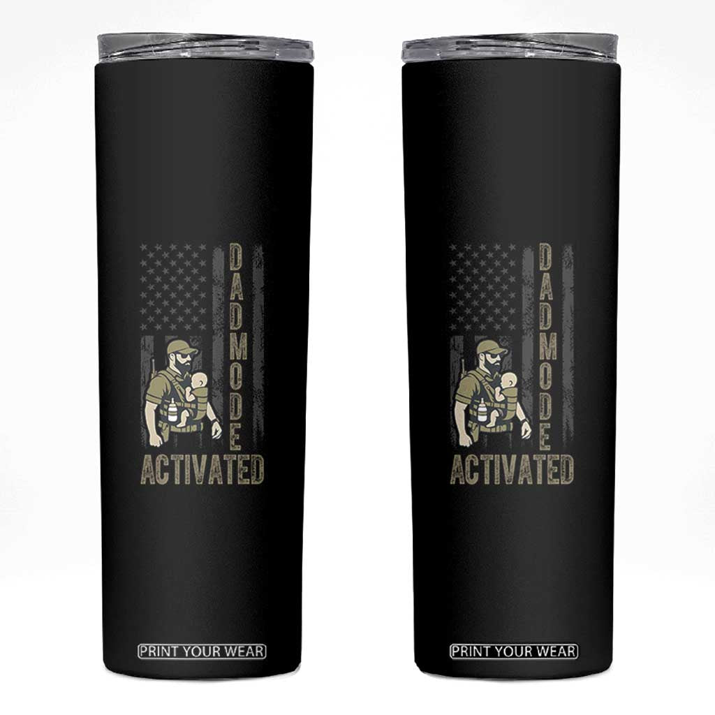 Dad Mode Activated Skinny Tumbler Tactical Baby Carrier Military Father Amerian Flag