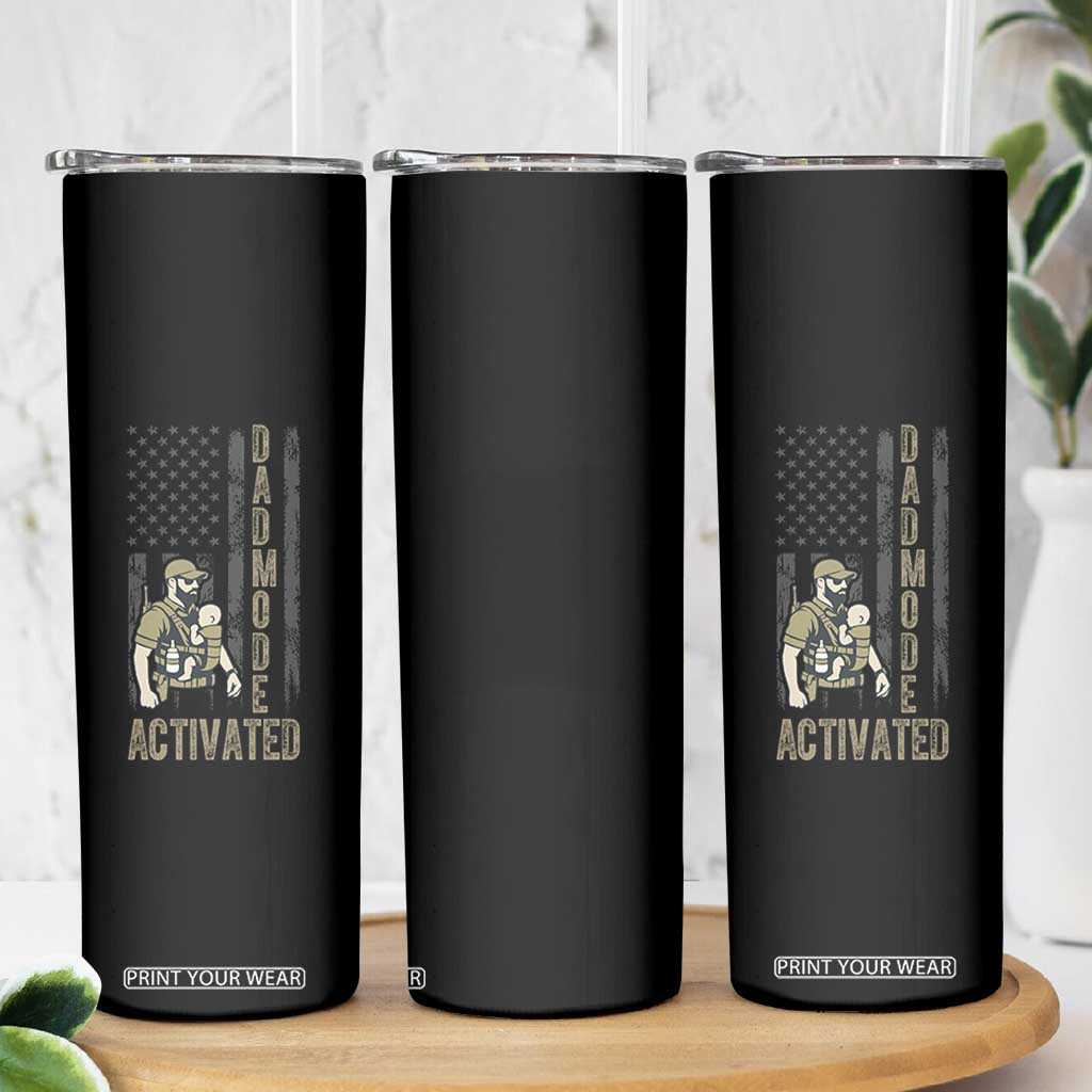 Dad Mode Activated Skinny Tumbler Tactical Baby Carrier Military Father Amerian Flag