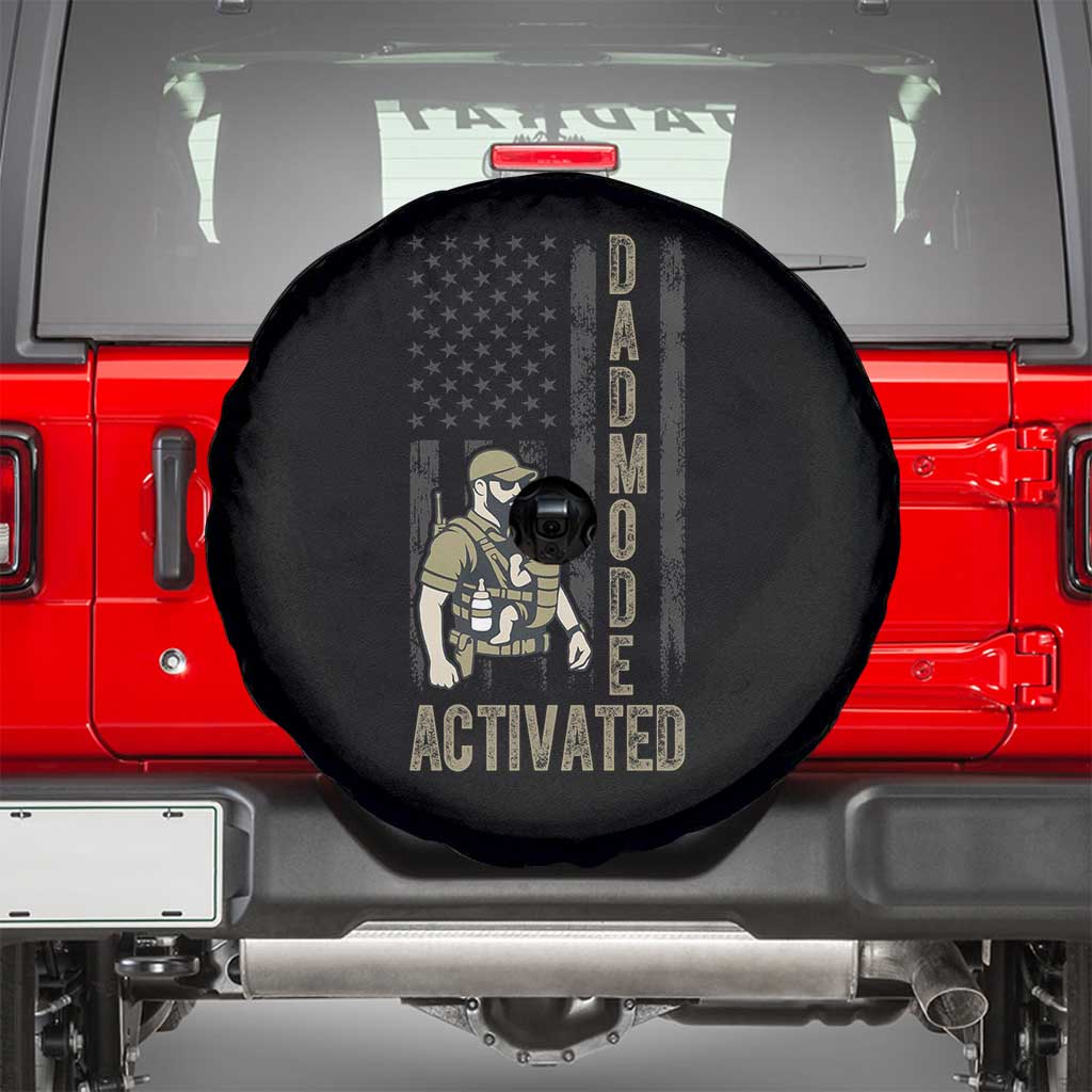 Dad Mode Activated Spare Tire Cover Tactical Baby Carrier Military Father Amerian Flag