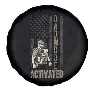 Dad Mode Activated Spare Tire Cover Tactical Baby Carrier Military Father Amerian Flag