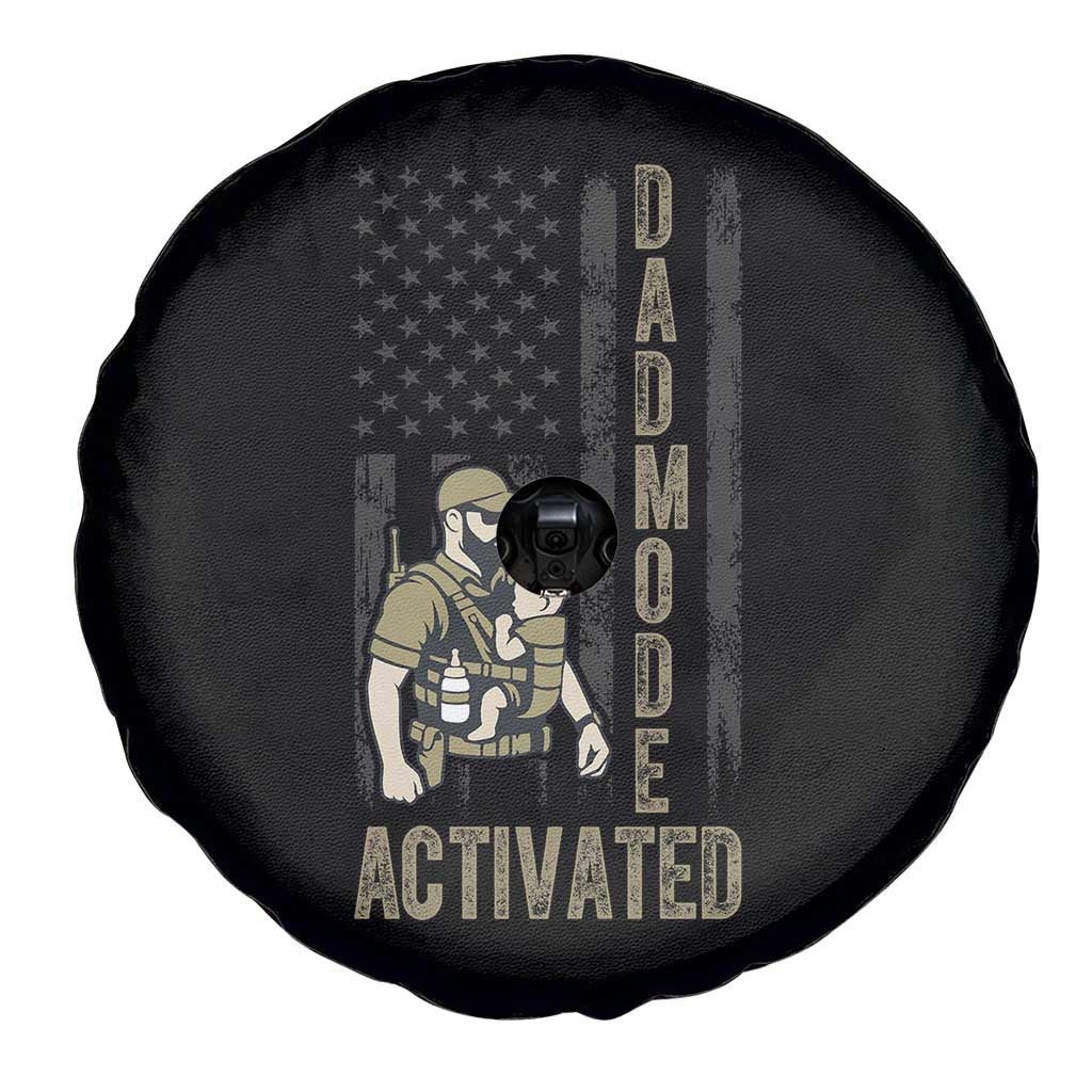 Dad Mode Activated Spare Tire Cover Tactical Baby Carrier Military Father Amerian Flag