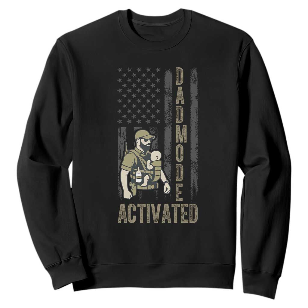Dad Mode Activated Sweatshirt Tactical Baby Carrier Military Father Amerian Flag