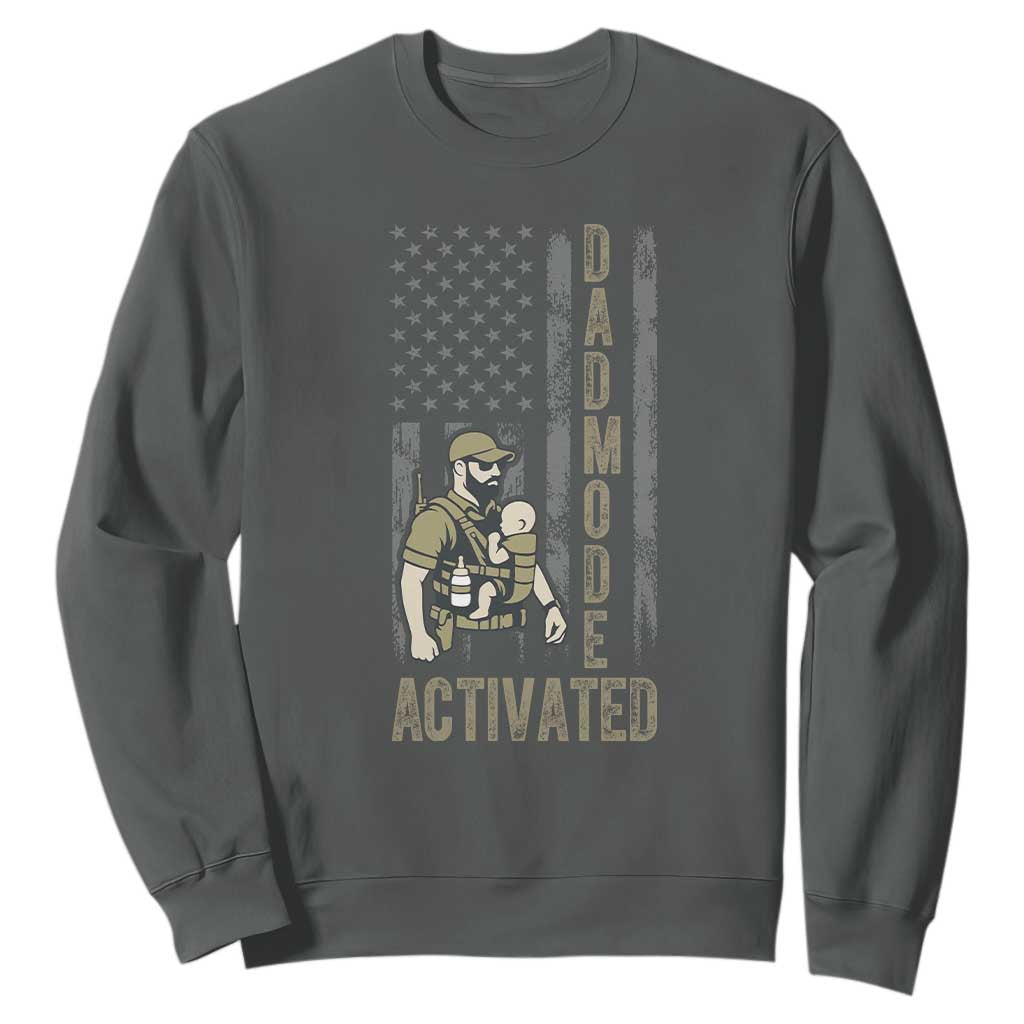 Dad Mode Activated Sweatshirt Tactical Baby Carrier Military Father Amerian Flag