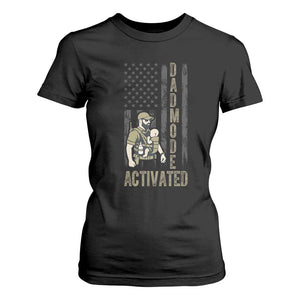 Dad Mode Activated T Shirt For Women Tactical Baby Carrier Military Father Amerian Flag