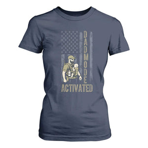 Dad Mode Activated T Shirt For Women Tactical Baby Carrier Military Father Amerian Flag