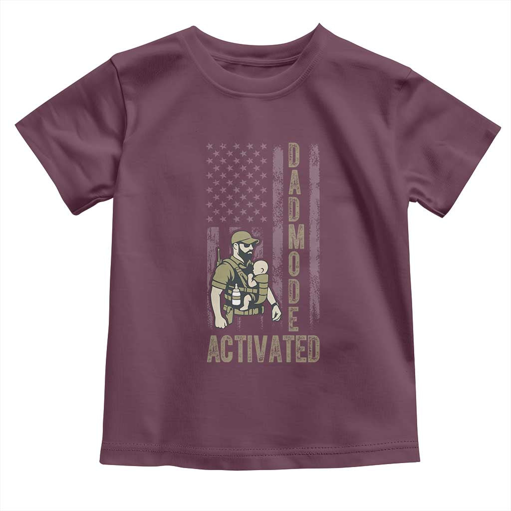 Dad Mode Activated Toddler T Shirt Tactical Baby Carrier Military Father Amerian Flag