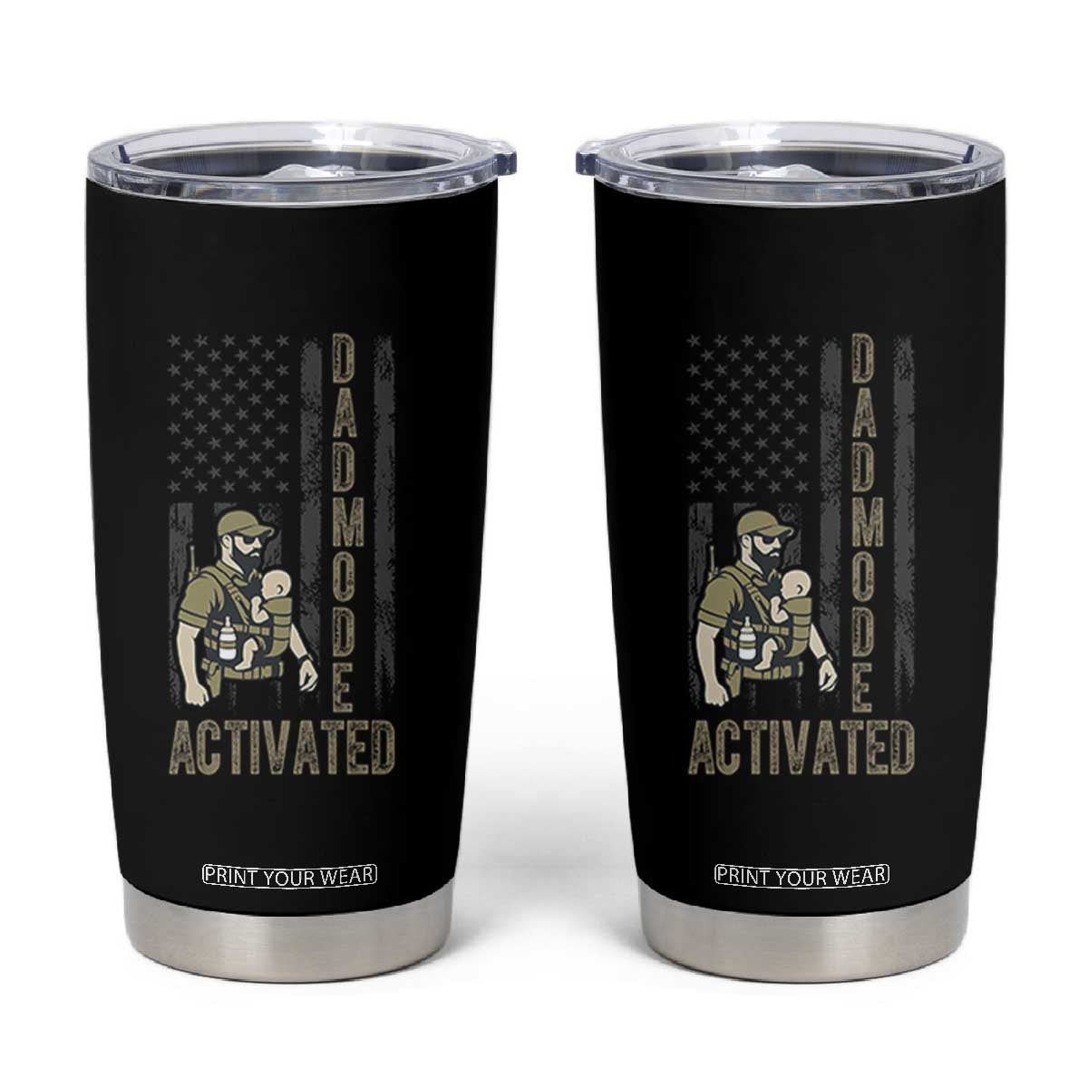 Dad Mode Activated Tumbler Cup Tactical Baby Carrier Military Father Amerian Flag
