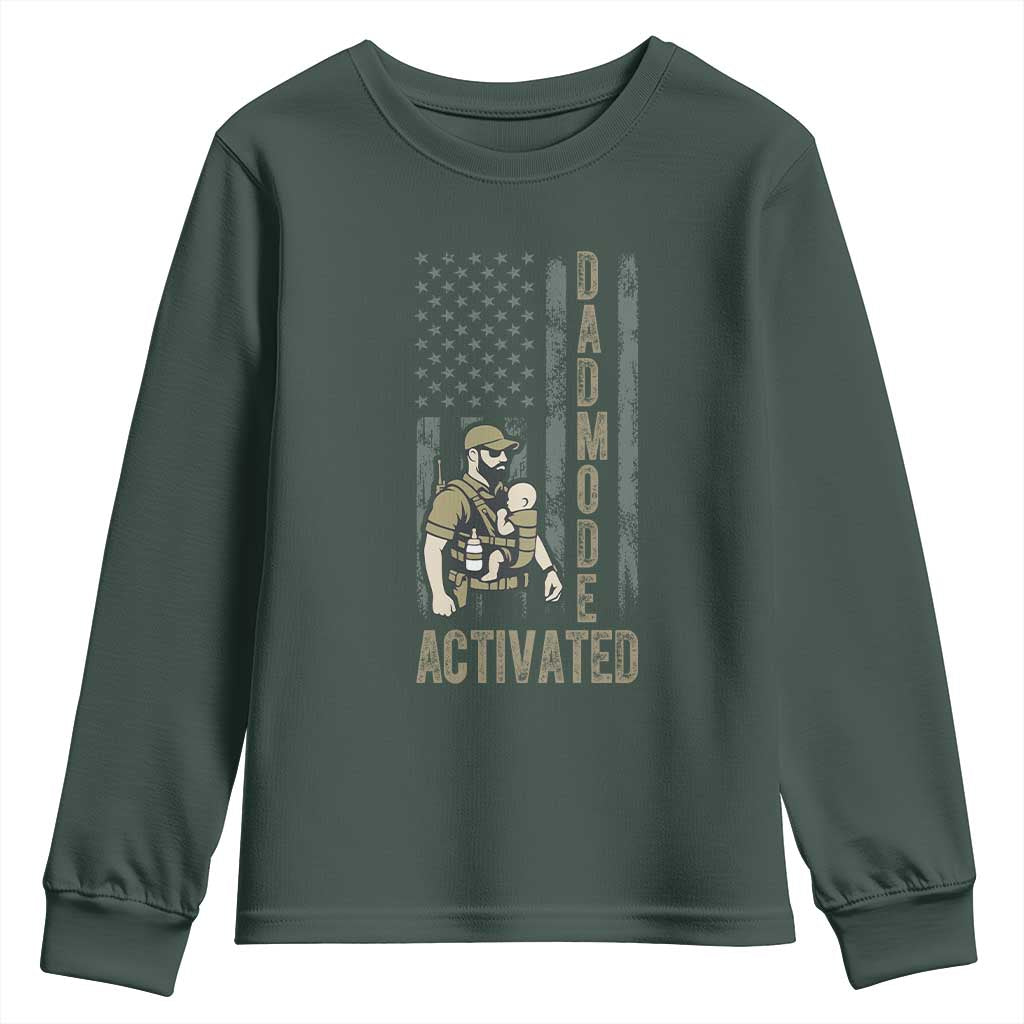 Dad Mode Activated Youth Sweatshirt Tactical Baby Carrier Military Father Amerian Flag