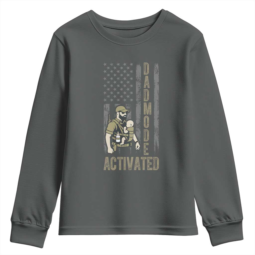 Dad Mode Activated Youth Sweatshirt Tactical Baby Carrier Military Father Amerian Flag