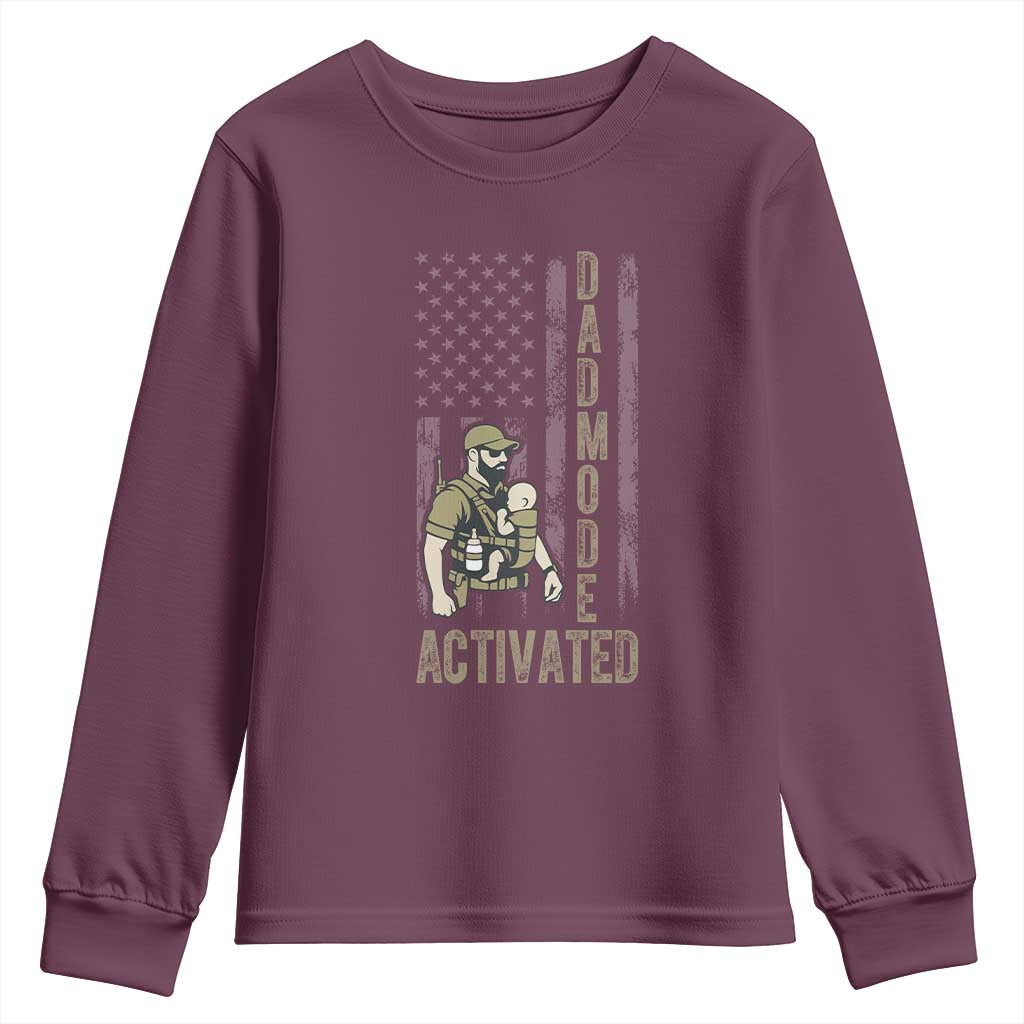 Dad Mode Activated Youth Sweatshirt Tactical Baby Carrier Military Father Amerian Flag