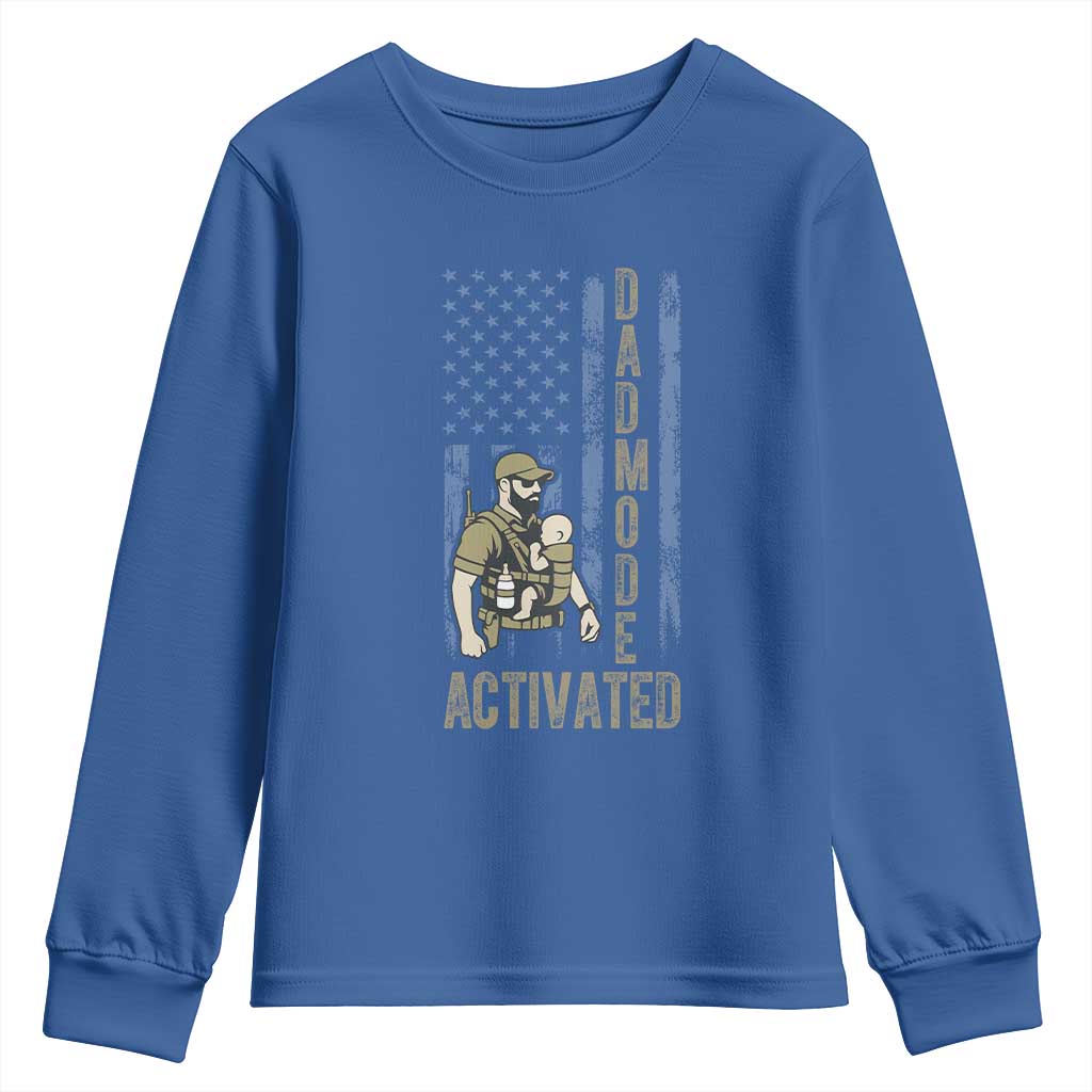Dad Mode Activated Youth Sweatshirt Tactical Baby Carrier Military Father Amerian Flag